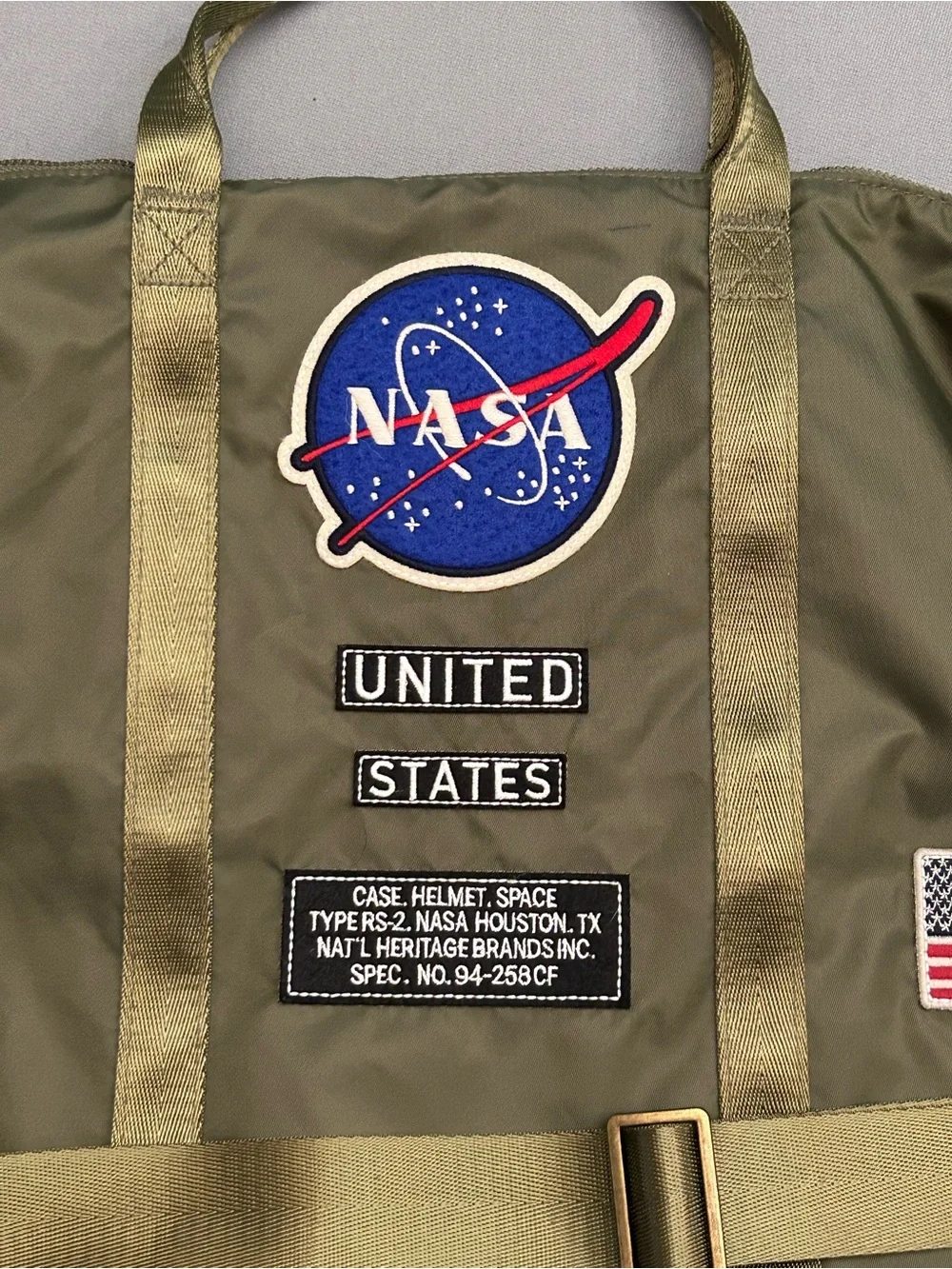 NASA NWT Patch Olive Green Unisex Helmet Tote Large Laptop Bag by Red Canoe